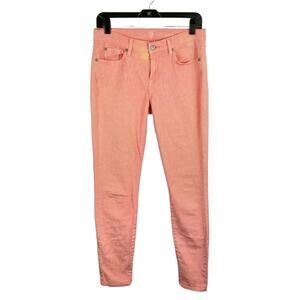 7 For All Mankind Gwenevere Pink Bleach Spot Skinny Jeans Size 29